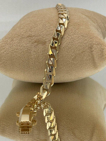 18K Solid Gold Miami Cuban Bracelet, Real 18K Yellow Gold Chunky Cuban Chain Link Bracelet,7 MM Thick, Real Gold Bracelet For Men & Women!