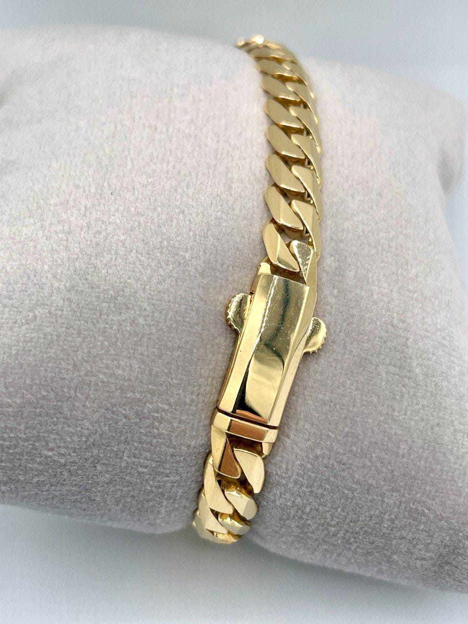 18K Solid Gold Miami Cuban Bracelet, Real 18K Yellow Gold Chunky Cuban Chain Link Bracelet,7 MM Thick, Real Gold Bracelet For Men & Women!