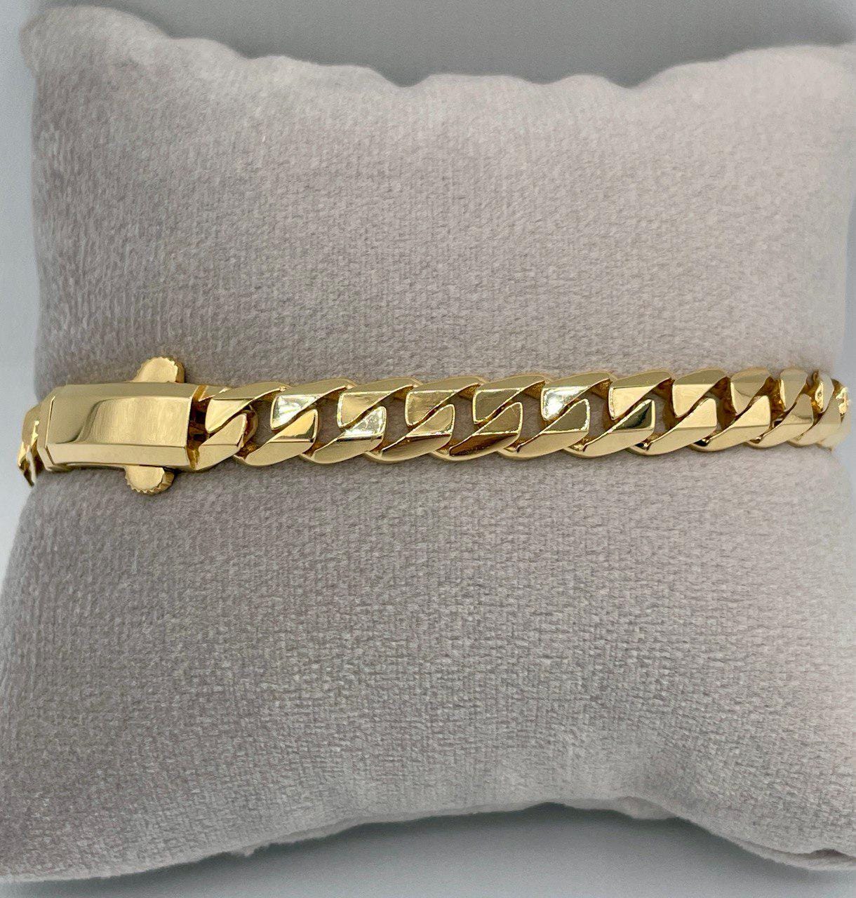 18K Solid Gold Miami Cuban Bracelet, Real 18K Yellow Gold Chunky Cuban Chain Link Bracelet,7 MM Thick, Real Gold Bracelet For Men & Women!