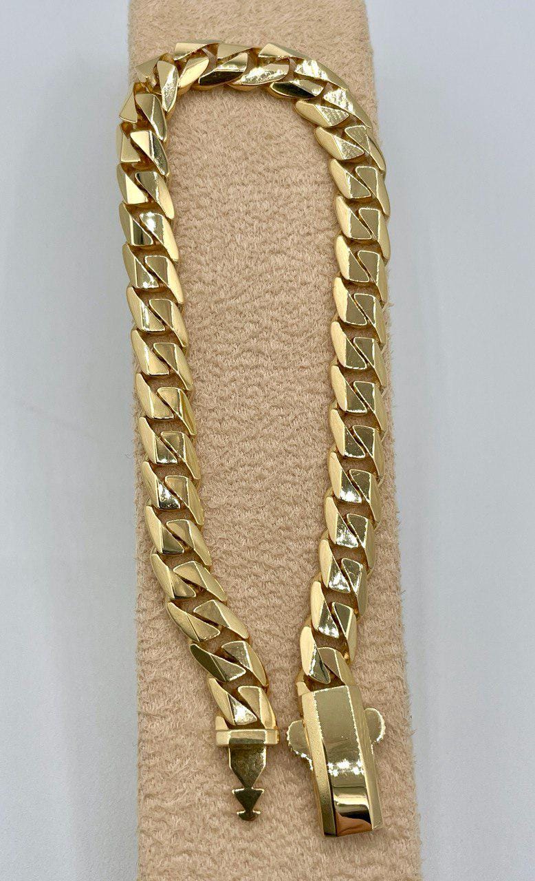18K Solid Gold Miami Cuban Bracelet, Real 18K Yellow Gold Chunky Cuban Chain Link Bracelet,7 MM Thick, Real Gold Bracelet For Men & Women!