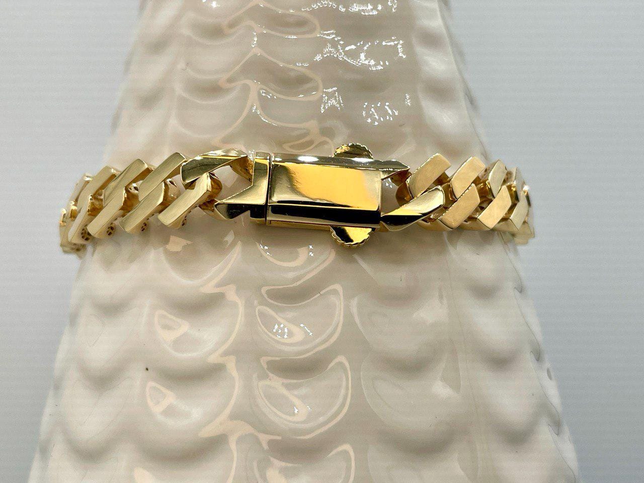 18K Solid Gold Miami Cuban Bracelet, Real 18K Yellow Gold Chunky Cuban Chain Link Bracelet,10MM Width, Real Gold Bracelet For Men & Women!