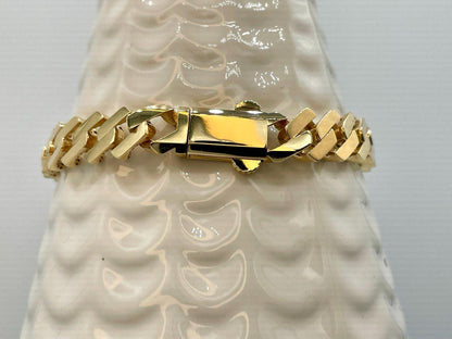 18K Solid Gold Miami Cuban Bracelet, Real 18K Yellow Gold Chunky Cuban Chain Link Bracelet,10MM Width, Real Gold Bracelet For Men & Women!