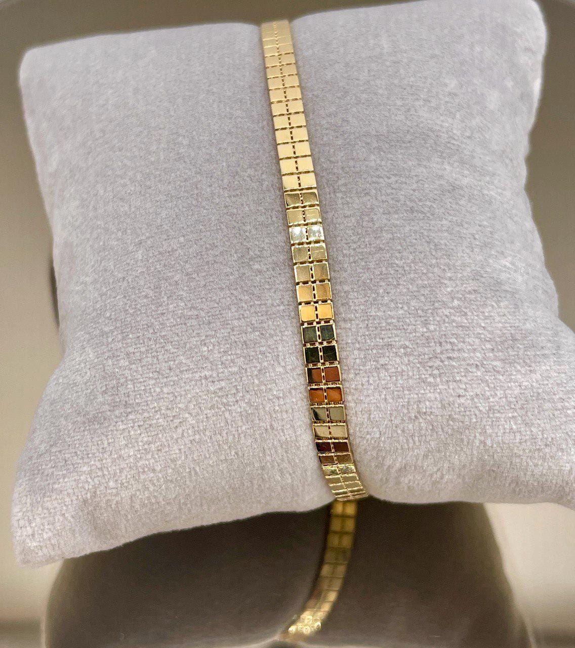 18K Solid Gold Box Tight links Chain Bracelet,18K Yellow Gold Box Link Chains,Fine Woven Bracelet,4MM Thick,Real 18K Gold Chain  Men/ Women!