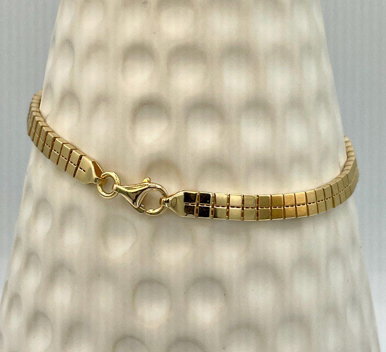 18K Solid Gold Box Tight links Chain Bracelet,18K Yellow Gold Box Link Chains,Fine Woven Bracelet,4MM Thick,Real 18K Gold Chain  Men/ Women!