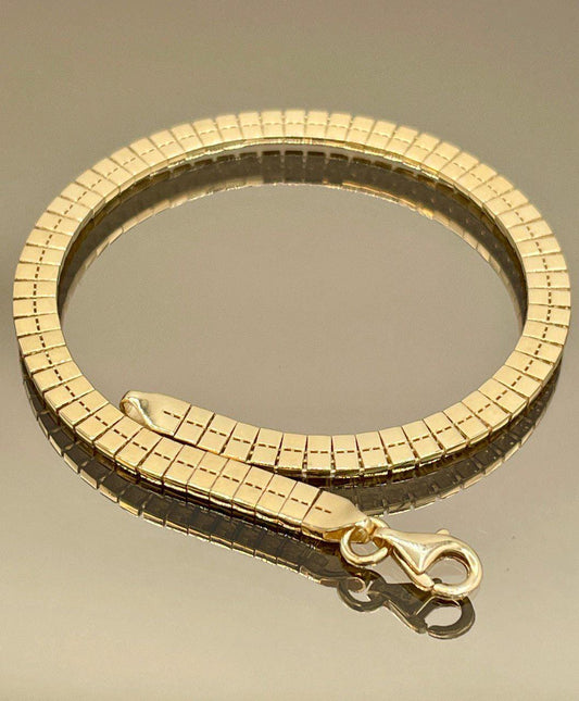 18K Solid Gold Box Tight links Chain Bracelet,18K Yellow Gold Box Link Chains,Fine Woven Bracelet,4MM Thick,Real 18K Gold Chain  Men/ Women!