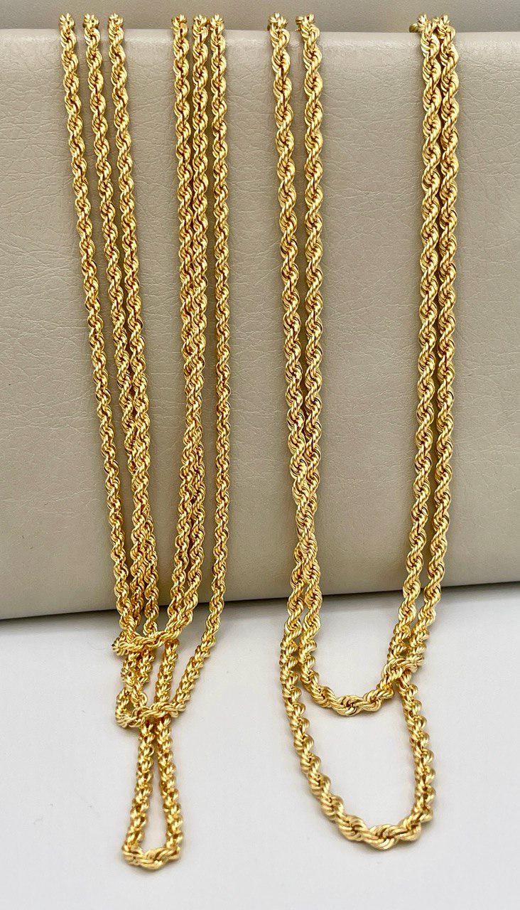 18K Solid Gold Rope Chain Necklace, Pure 18K Yellow Gold Rope Chain for , 2.5MM&3.1MM Thick, Real Gold Chain for Him/Her, Birthday Gift!