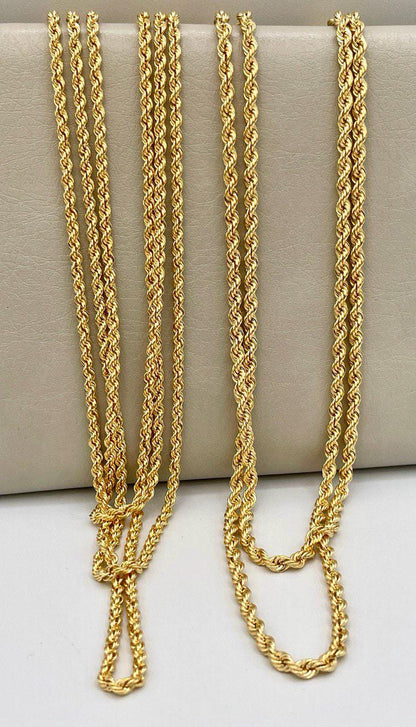 18K Solid Gold Rope Chain Necklace, Pure 18K Yellow Gold Rope Chain for , 2.5MM&3.1MM Thick, Real Gold Chain for Him/Her, Birthday Gift!