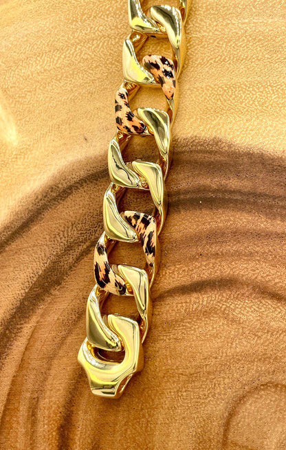 18K Gold Miami Cuban Leopard Bracelet, Real 18K Yellow Gold Chunky Cuban Chain Link Bracelet,18MM Thick, Real Gold Bracelet For Men & Women!
