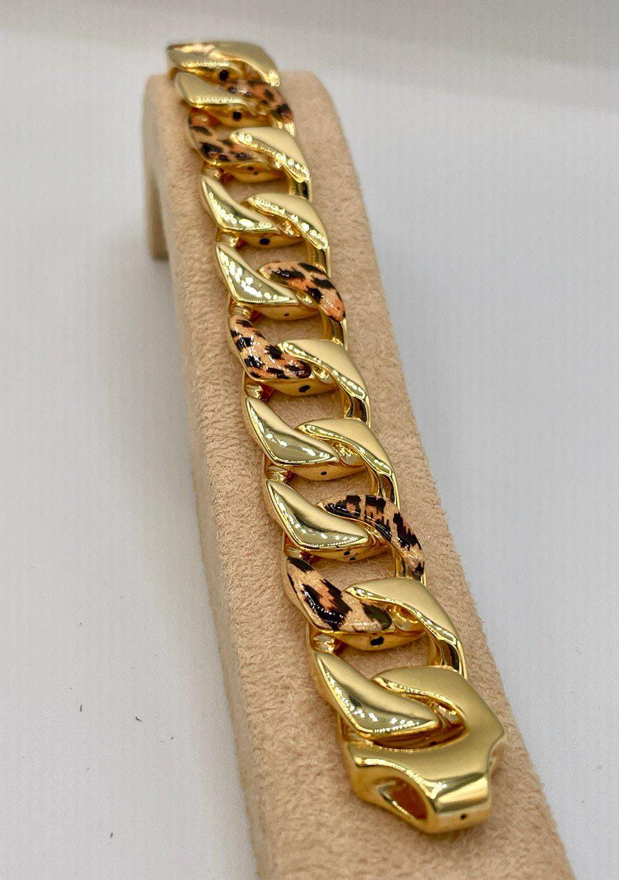 18K Gold Miami Cuban Leopard Bracelet, Real 18K Yellow Gold Chunky Cuban Chain Link Bracelet,18MM Thick, Real Gold Bracelet For Men & Women!