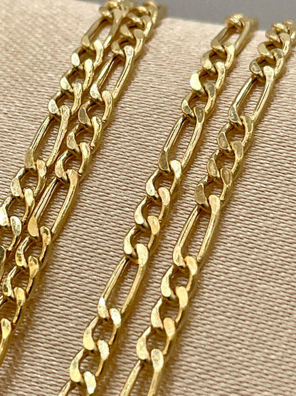 18K Solid Gold Figaro Chain Necklace, Real 18K Gold Figaro Link Chain for Men, Women, 2.5mm _ 20 to 22 inches 18K Gold Chain, Birthday Gift!