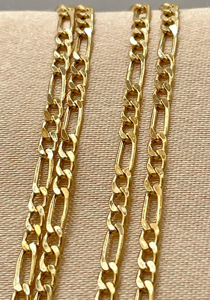 18K Solid Gold Figaro Chain Necklace, Real 18K Gold Figaro Link Chain for Men, Women, 2.5mm _ 20 to 22 inches 18K Gold Chain, Birthday Gift!