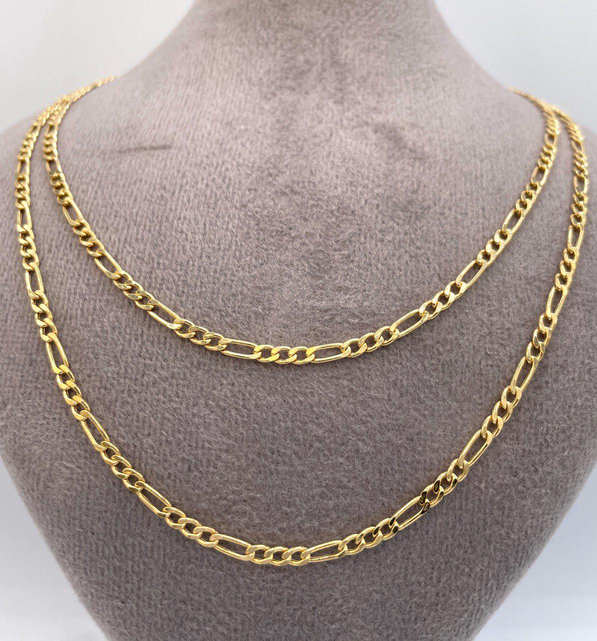 18K Solid Gold Figaro Chain Necklace, Real 18K Gold Figaro Link Chain for Men, Women, 2.5mm _ 20 to 22 inches 18K Gold Chain, Birthday Gift!