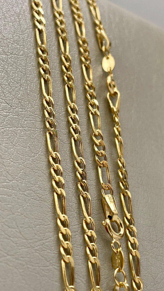 18K Solid Gold Figaro Chain Necklace, Real 18K Gold Figaro Link Chain for Men, Women, 2.5mm _ 20 to 22 inches 18K Gold Chain, Birthday Gift!
