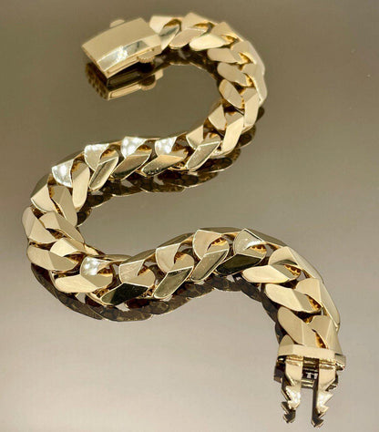 18K Solid Gold Miami Cuban Bracelet, Real 18K Yellow Gold Chunky Cuban Chain Link Bracelet,10.3MM Thick, Real Gold Bracelet For Men & Women!