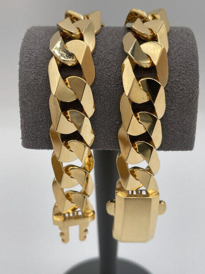 18K Solid Gold Miami Cuban Bracelet, Real 18K Yellow Gold Chunky Cuban Chain Link Bracelet,10.3MM Thick, Real Gold Bracelet For Men & Women!