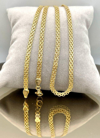 18k Gold Bismark Chain Necklace (3.2mm) Real 18K Gold Chain Necklace, Retro Bismarck Chain, Vintage Look Chain, Elegant Jewelry,Gift for Her