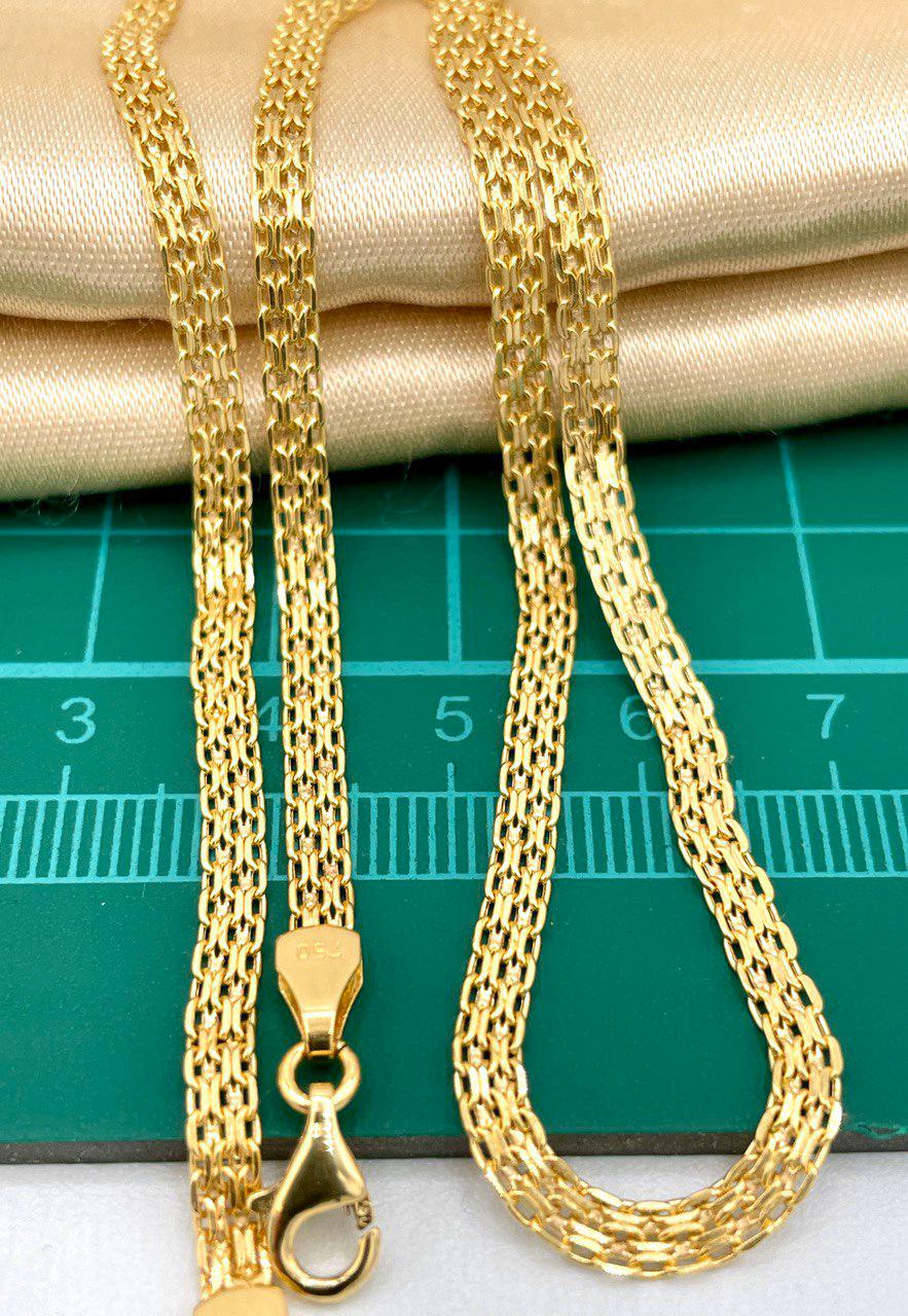 18k Gold Bismark Chain Necklace (3.2mm) Real 18K Gold Chain Necklace, Retro Bismarck Chain, Vintage Look Chain, Elegant Jewelry,Gift for Her
