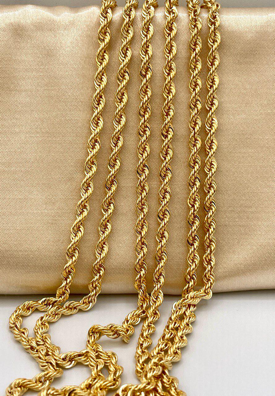 18K Solid Gold Rope Chain Necklace, Pure 18K Yellow Gold Rope Chain for Men & Women, 5MM Thick, Real Gold Chain for Him/Her, Birthday Gift!