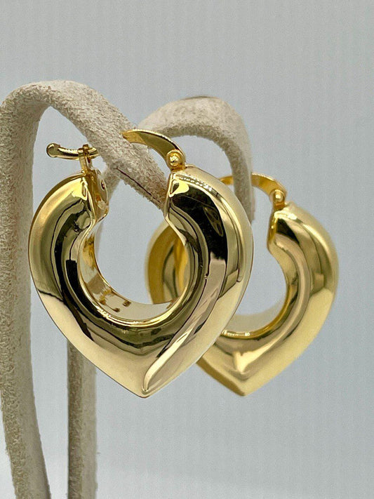 18K Gold Diamond Earrings Hoop, Latch Back Earrings,27mm Hoop Earrings in 18K Yellow Gold For Men & Women, Birthday Gift, Gift For Him/Her!