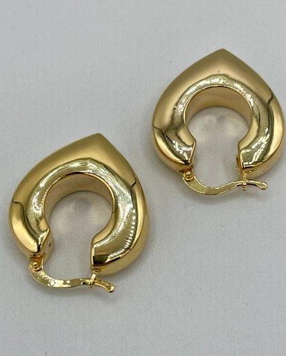 18K Gold Diamond Earrings Hoop, Latch Back Earrings,27mm Hoop Earrings in 18K Yellow Gold For Men & Women, Birthday Gift, Gift For Him/Her!