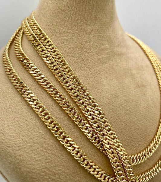 18K Solid Gold Curb Chain Necklace, Genuine 18K Gold Tight Curb Link Chain for men/Women, 4.30mm_20"-22", Real 18K Gold Chain for Him/Her!