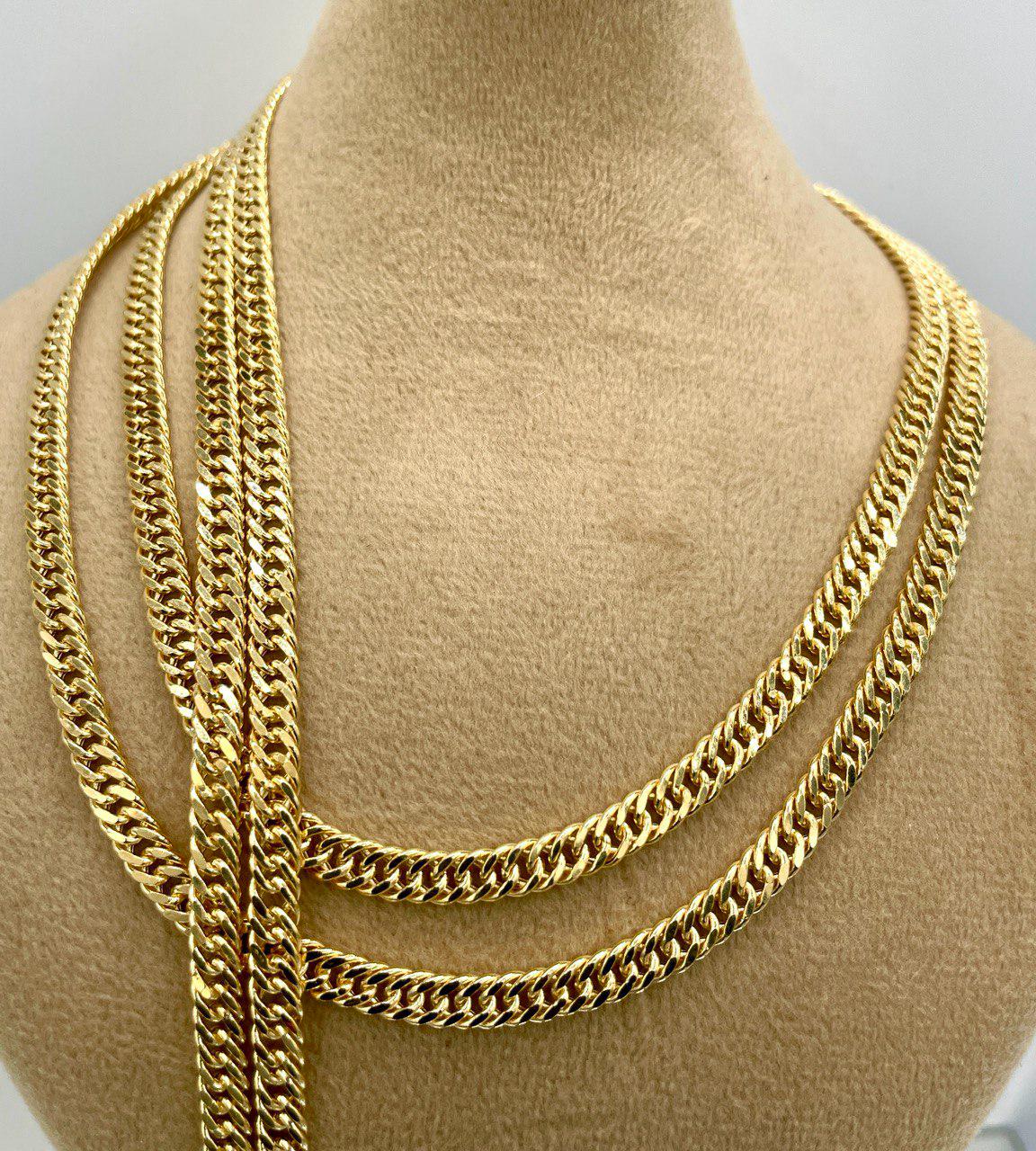 18K Solid Gold Curb Chain Necklace, Genuine 18K Gold Tight Curb Link Chain for men/Women, 4.30mm_20"-22", Real 18K Gold Chain for Him/Her!