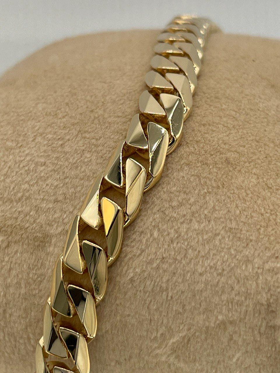 18K Solid Gold Miami Cuban Bracelet, Real 18K Yellow Gold Chunky Cuban Chain Link Bracelet,7 MM Thick, Real Gold Bracelet For Men & Women!