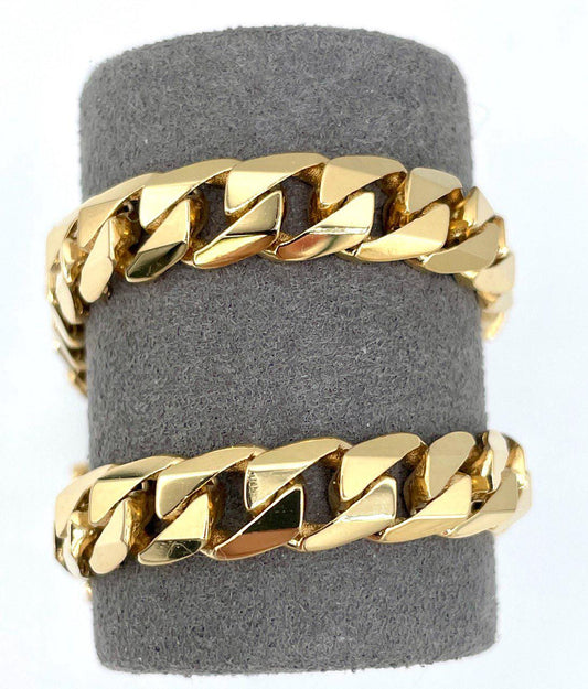 18K Solid Gold Miami Cuban Bracelet, Real 18K Yellow Gold Chunky Cuban Chain Link Bracelet,7 MM Thick, Real Gold Bracelet For Men & Women!