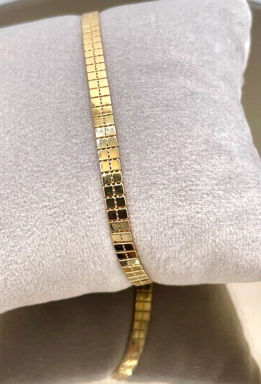 18K Solid Gold Box Tight links Chain Bracelet,18K Yellow Gold Box Link Chains,Fine Woven Bracelet,4MM Thick,Real 18K Gold Chain  Men/ Women!