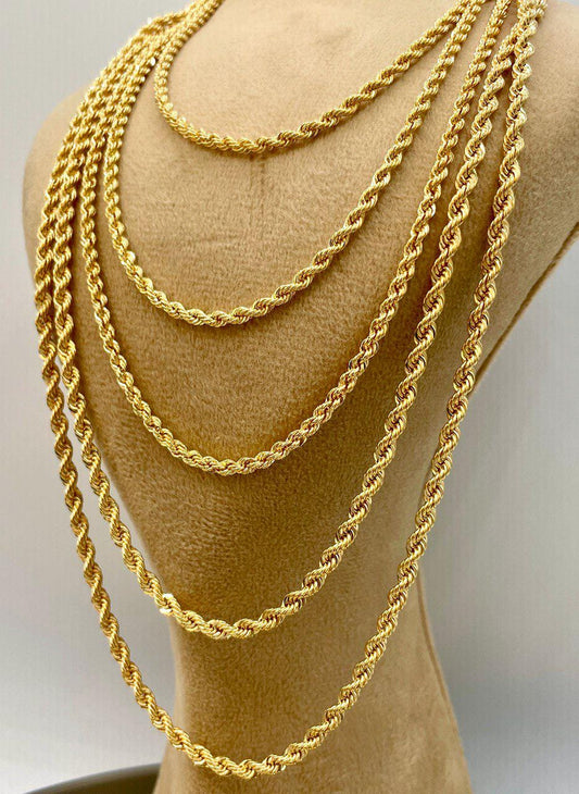 18K Solid Gold Rope Chain Necklace, Pure 18K Yellow Gold Rope Chain for , 2.5MM&3.1MM Thick, Real Gold Chain for Him/Her, Birthday Gift!