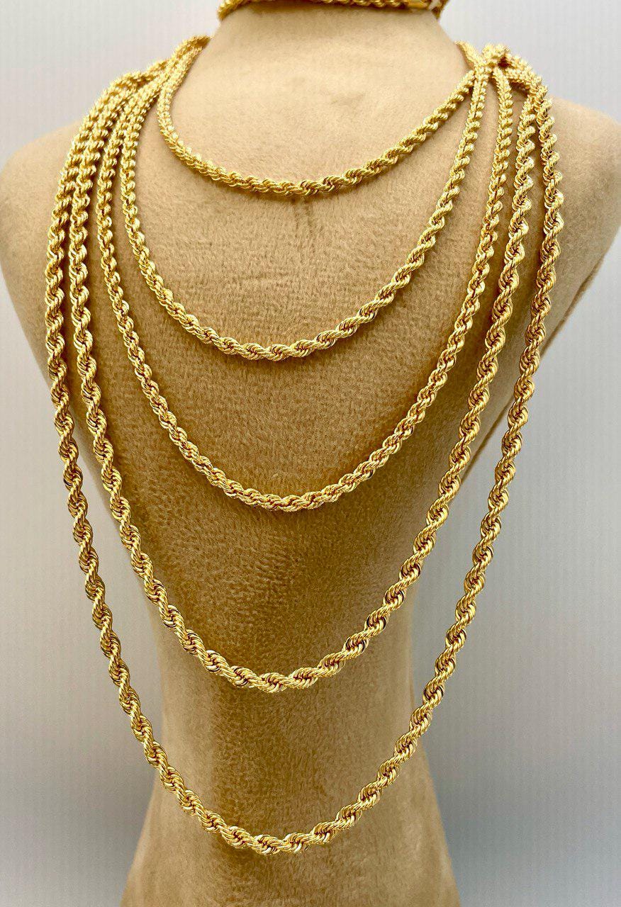 18K Solid Gold Rope Chain Necklace, Pure 18K Yellow Gold Rope Chain for , 2.5MM&3.1MM Thick, Real Gold Chain for Him/Her, Birthday Gift!