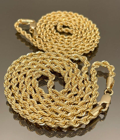 18K Solid Gold Rope Chain Necklace, Pure 18K Yellow Gold Rope Chain for , 2.5MM&3.1MM Thick, Real Gold Chain for Him/Her, Birthday Gift!