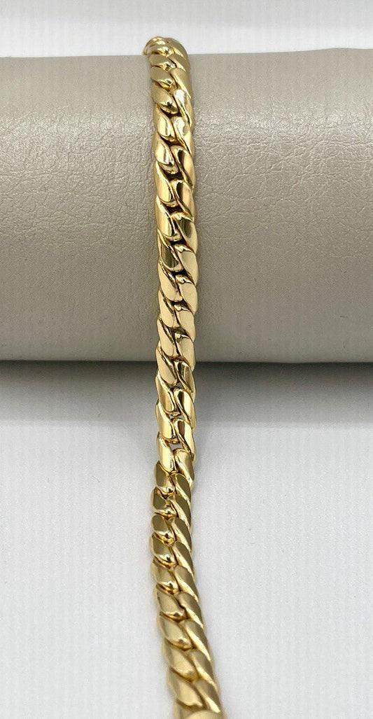 Solid 18K Gold Curb Chain, Cuban Miami Chain, Real Solid Gold,5.5mm Thick, Luxury Bracelet Gold,Gift For Her/Him