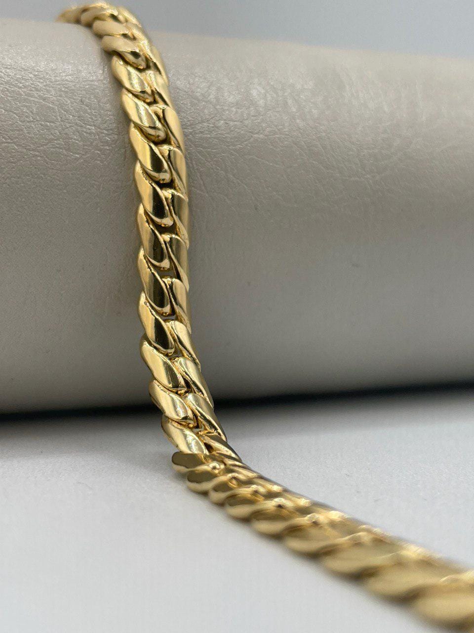 Solid 18K Gold Curb Chain, Cuban Miami Chain, Real Solid Gold,5.5mm Thick, Luxury Bracelet Gold,Gift For Her/Him