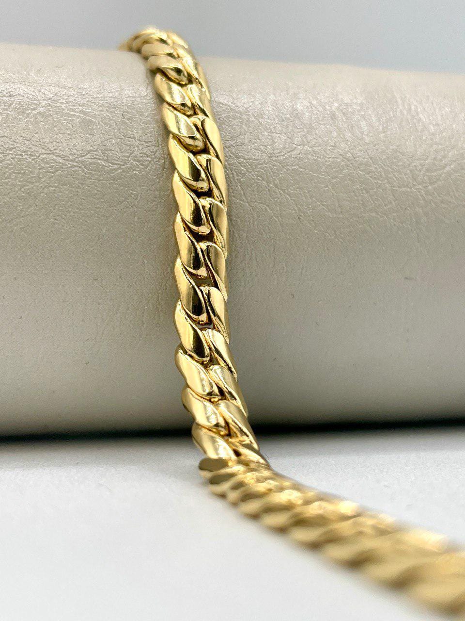 Solid 18K Gold Curb Chain, Cuban Miami Chain, Real Solid Gold,5.5mm Thick, Luxury Bracelet Gold,Gift For Her/Him