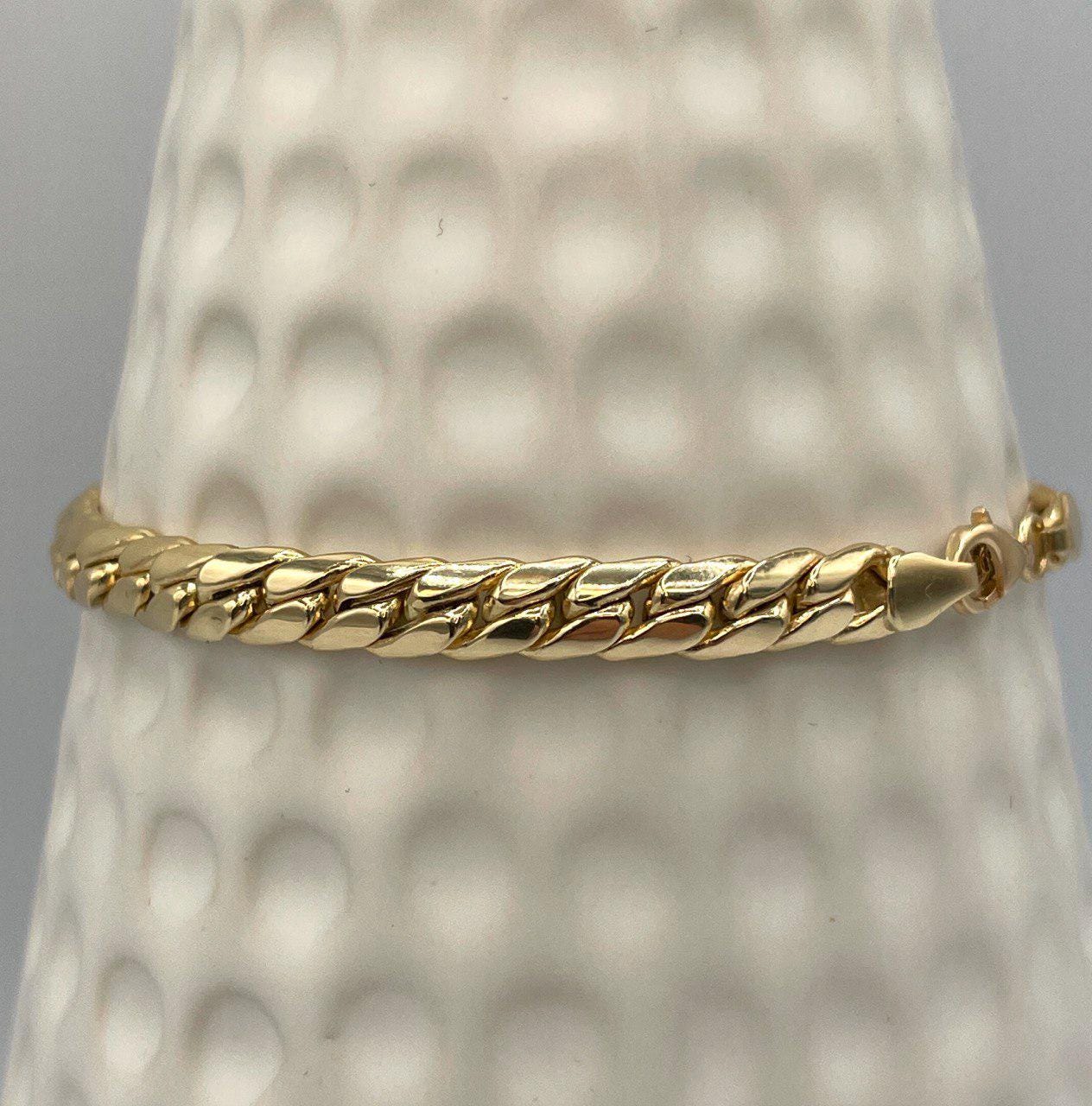 Solid 18K Gold Curb Chain, Cuban Miami Chain, Real Solid Gold,5.5mm Thick, Luxury Bracelet Gold,Gift For Her/Him
