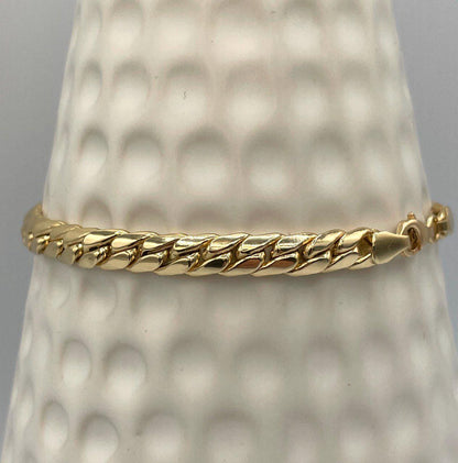 Solid 18K Gold Curb Chain, Cuban Miami Chain, Real Solid Gold,5.5mm Thick, Luxury Bracelet Gold,Gift For Her/Him