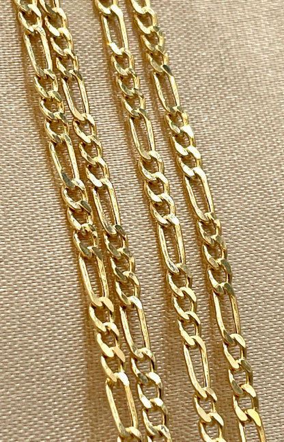 18K Solid Gold Figaro Chain Necklace, Real 18K Gold Figaro Link Chain for Men, Women, 2.5mm _ 20 to 22 inches 18K Gold Chain, Birthday Gift!