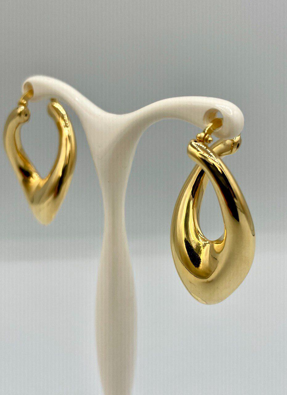 18K Gold Earrings Hoop Latch Back Earrings,37mm Lengths  Hoop Earrings in 18K Yellow Gold For Men & Women, Birthday Gift, Gift For Him/Her!