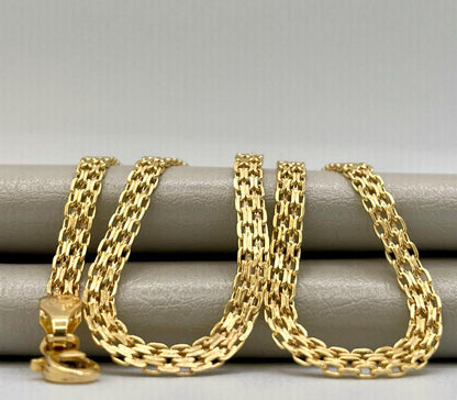 18k Gold Bismark Chain Necklace (3.2mm) Real 18K Gold Chain Necklace, Retro Bismarck Chain, Vintage Look Chain, Elegant Jewelry,Gift for Her