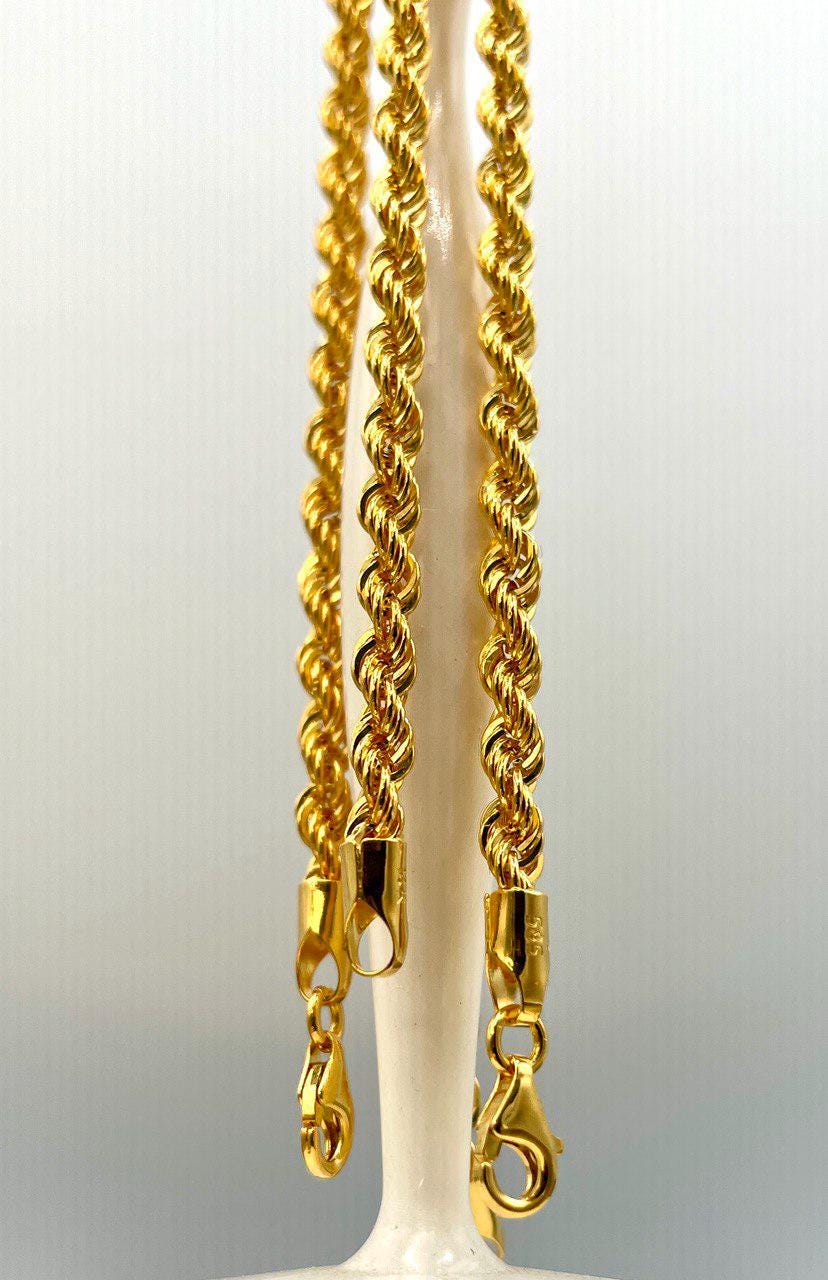 14K Solid Gold Rope Chain Bracelet, Yellow 14K Rope Bracelet Thick (3.6MM) for Men & Women, 14K Pure Gold, 7.5"/8" Length, Birthday Gift!