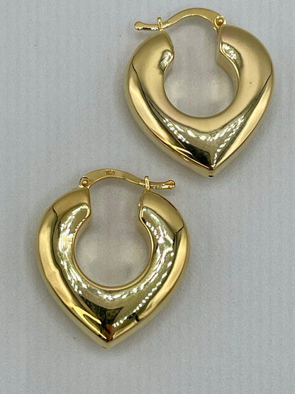 18K Gold Diamond Earrings Hoop, Latch Back Earrings,27mm Hoop Earrings in 18K Yellow Gold For Men & Women, Birthday Gift, Gift For Him/Her!