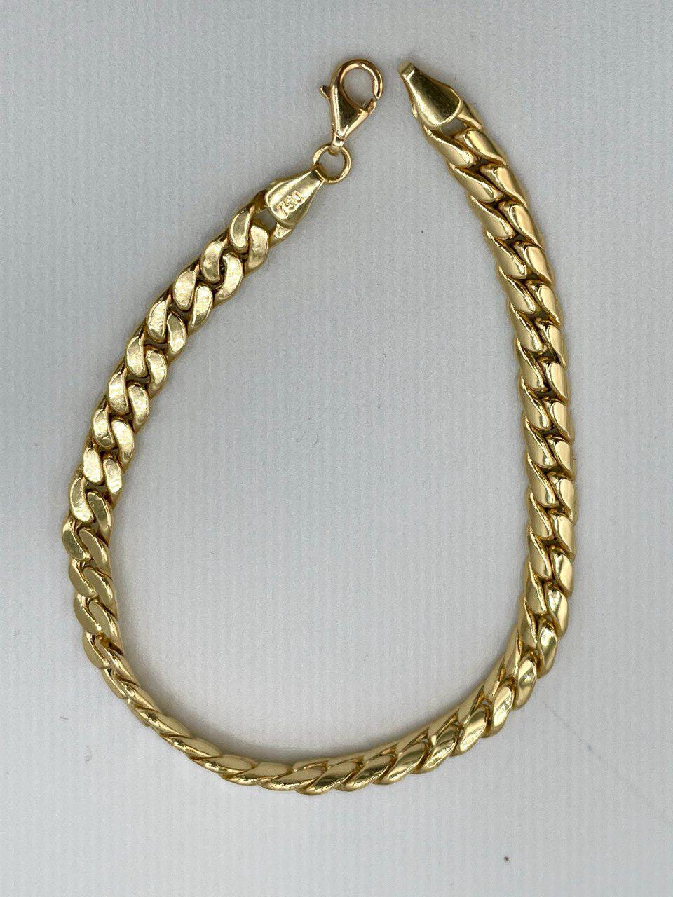 Solid 18K Gold Curb Chain, Cuban Miami Chain, Real Solid Gold,5.5mm Thick, Luxury Bracelet Gold,Gift For Her/Him