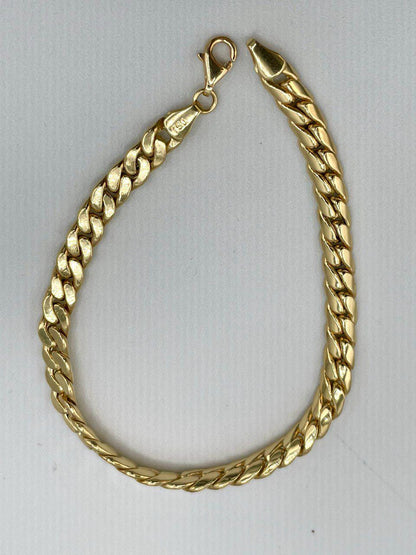 Solid 18K Gold Curb Chain, Cuban Miami Chain, Real Solid Gold,5.5mm Thick, Luxury Bracelet Gold,Gift For Her/Him