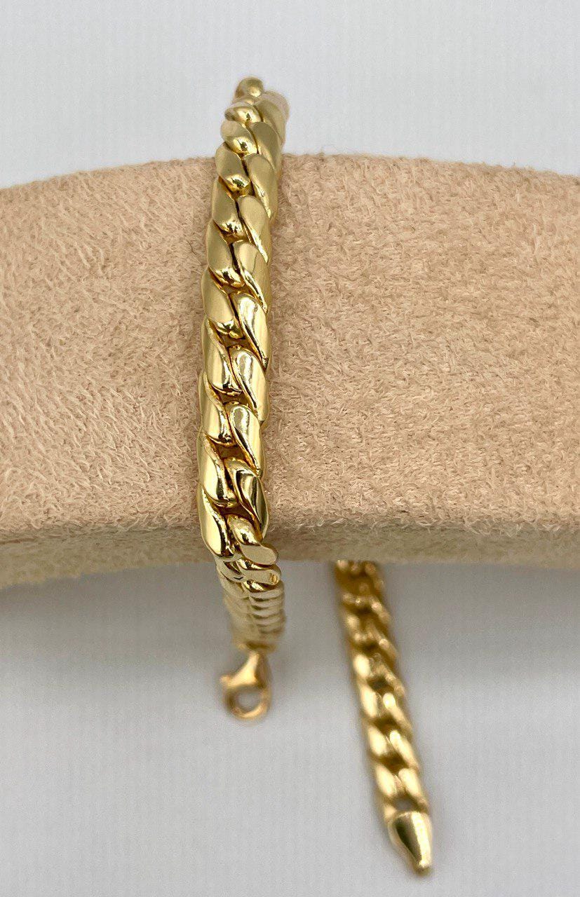 Solid 18K Gold Curb Chain, Cuban Miami Chain, Real Solid Gold,5.5mm Thick, Luxury Bracelet Gold,Gift For Her/Him
