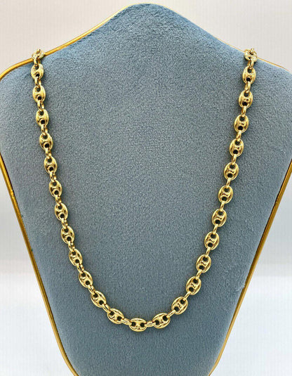 14K Real Solid Gold Anchor Chain Necklace, 14K Real Gold Anchor Chain,7mm_23.5" length, 14K Gold Link Chain for Men/Women, Gift for Him/Her!