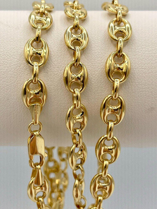 14K Real Solid Gold Anchor Chain Necklace, 14K Real Gold Anchor Chain,7mm_23.5" length, 14K Gold Link Chain for Men/Women, Gift for Him/Her!