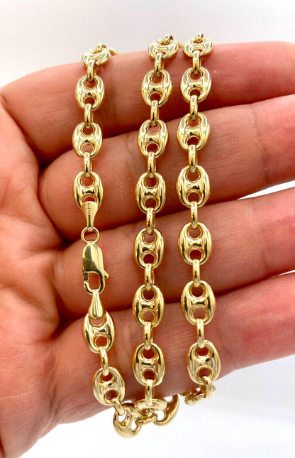 14K Real Solid Gold Anchor Chain Necklace, 14K Real Gold Anchor Chain,7mm_23.5" length, 14K Gold Link Chain for Men/Women, Gift for Him/Her!