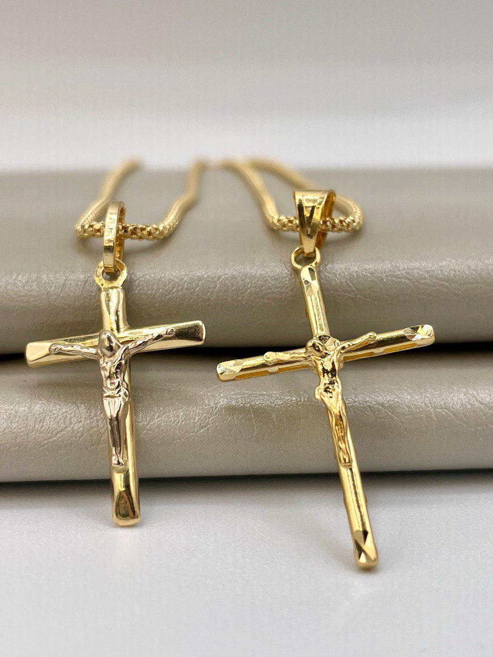 18K Solid Gold Crucifix Cross Necklace, 18K Real Gold Cross Pendant, Snake Chain, Elegant Unisex 18K Solid Gold Cross Necklace for Him/Her!