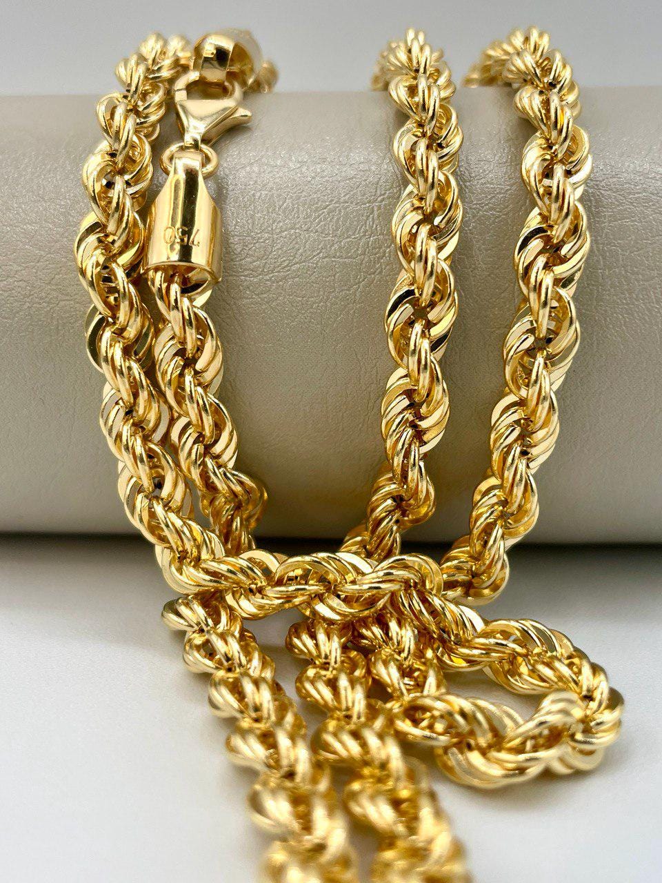 Solid Gold 18k Rope Chain, Chunky Gold Rope Chain,Real Gold Chain,For Him/Her,Birthday Gift,Anniversary Gift.